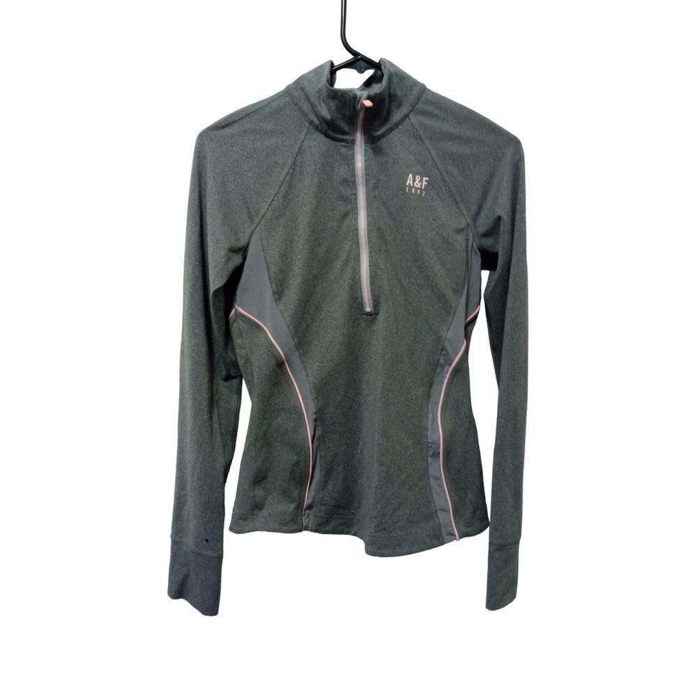 Abercrombie & Fitch Women's Gray and‎ Pink Half Zip Athletic Slim Fit Jacket  M